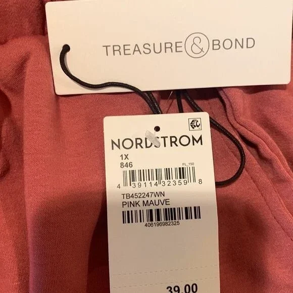NWT Treasure & Bond Raw Hem Shorts. PINK MAUVE. 1X=18W - Picture 5 of 8